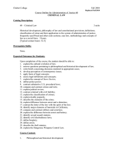 Chabot College Fall 2004 Course Outline for Administration of  Justice 60