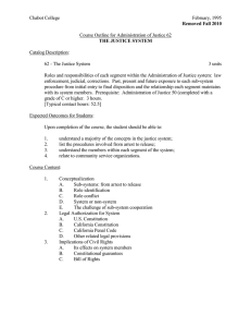 Chabot College February, 1995  Course Outline for Administration of Justice 62