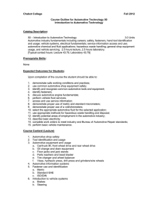 Chabot College Fall 2012 Course Outline for Automotive Technology 50