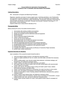 Chabot College Fall 2012  Course Outline for Automotive Technology 63A