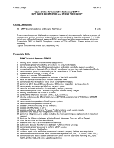 Chabot College Fall 2012  Course Outline for Automotive Technology BMW40