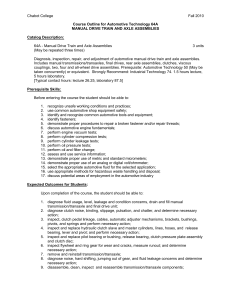 Chabot College Fall 2010 Course Outline for Automotive Technology 64A