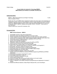 Chabot College Fall 2010  Course Outline for Automotive Technology BMW40