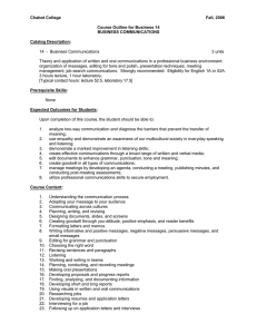Chabot College  Fall, 2006 Course Outline for Business 14
