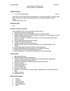 Chabot College Fall, 2007 Course Outline for Business 27 LAW FOR SMALL BUSINESSES