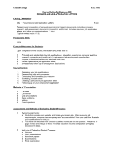 Chabot College  Fall, 2006 Course Outline for Business 50D