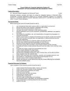 Chabot College Fall 2004  Course Outline for Computer Application Systems 55