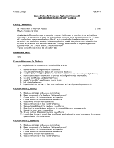 Chabot College Fall 2010  Course Outline for Computer Application Systems 58