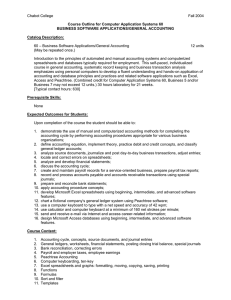 Chabot College Fall 2004 Course Outline for Computer Application Systems 60