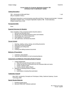 Chabot College Fall 2010  Course Outline for Computer Application Systems 72D