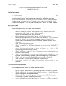 Chabot College Fall 2003  Course Outline for Early Childhood Development 65