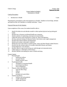 Chabot College October 1999  Course Outline for Health 1