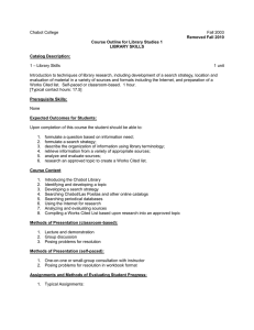 Chabot College  Fall 2003 – Library Skills