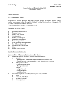 Chabot College October 1999  Course Outline for Medical Assisting 71B