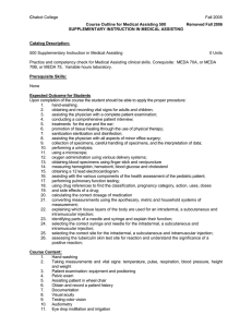 C  Course Outline for Medical Assisting 500 Removed Fall 2006