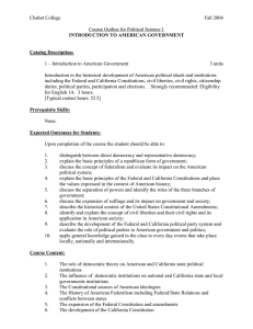 Chabot College Fall 2004  Course Outline for Political Science 1