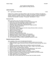 Chabot College  Fall 2007 Course Outline for Real Estate 81A