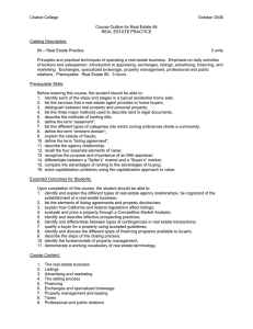 Chabot College  October 2006 Course Outline for Real Estate 84