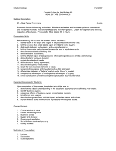 Chabot College  Fall 2007 Course Outline for Real Estate 85