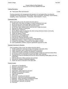 Chabot College  Fall 2007 Course Outline for Real Estate 89