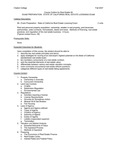 Chabot College  Fall 2007 Course Outline for Real Estate 90