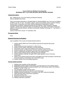 Chabot College Fall 2010  Course Outline for Welding Technology 64A