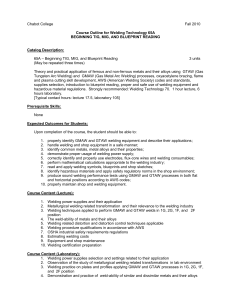 Chabot College  Fall 2010 Course Outline for Welding Technology 65A