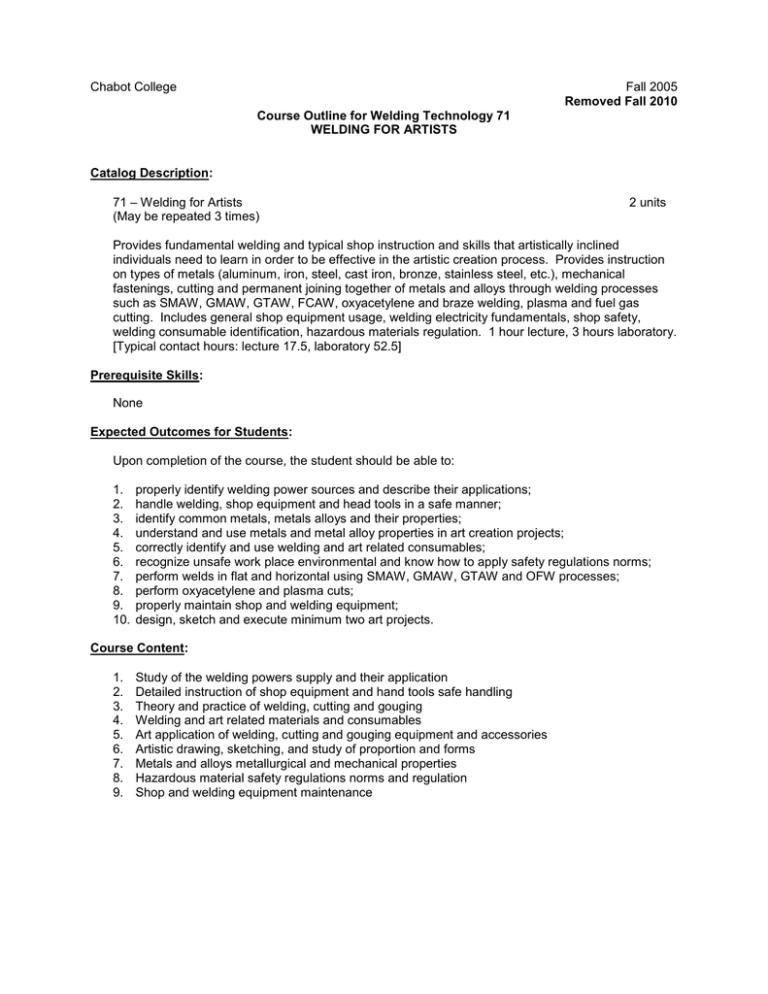 Chabot College Fall 2005 Welding for Artists