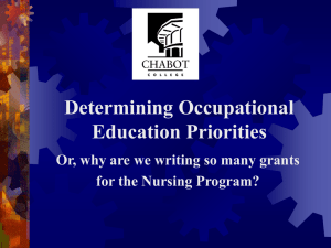 Determining Occupational Education Priorities Or, why are we writing so many grants