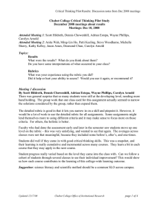 Chabot College Critical Thinking Pilot Study December 2008 meetings about results