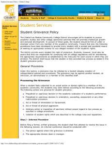 Student Services Student Grievance Policy