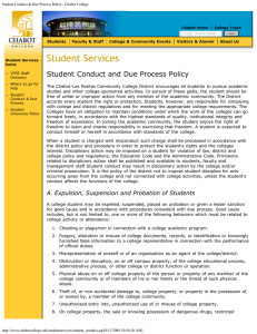 Student Services Student Conduct and Due Process Policy