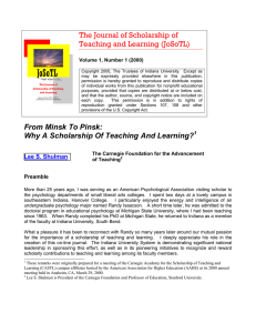 The Journal of Scholarship of Teaching and Learning (JoSoTL)