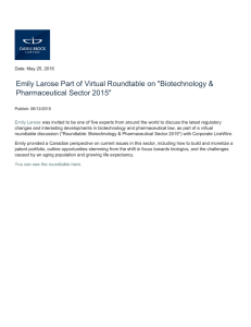 Emily Larose Part of Virtual Roundtable on &#34;Biotechnology &amp;