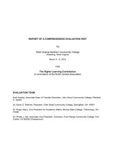 REPORT OF A COMPREHENSIVE EVALUATION VISIT The Higher Learning Commission EVALUATION TEAM