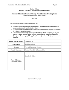 Distance Education Course Delivery Plan Checklist/Tracking Form