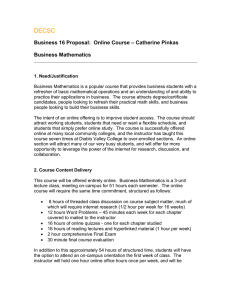 DECSC – Catherine Pinkas Business 16 Proposal:  Online Course Business Mathematics