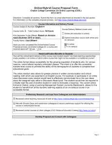 Online/Hybrid Course Proposal Form  Chabot College Committee On Online Learning (COOL) 2014-2015