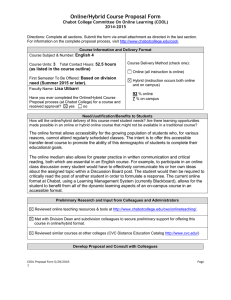 Online/Hybrid Course Proposal Form  Chabot College Committee On Online Learning (COOL) 2014-2015