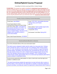 Online/Hybrid Course Proposal  Committee On Online Learning (COOL), Chabot College