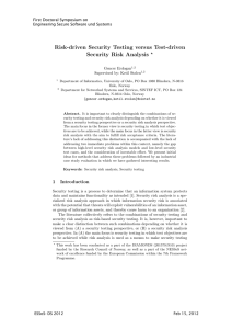 Risk-driven Security Testing versus Test-driven Security Risk Analysis First Doctoral Symposium on