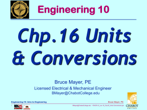 Chp.16 Units &amp; Conversions Engineering 10 Bruce Mayer, PE