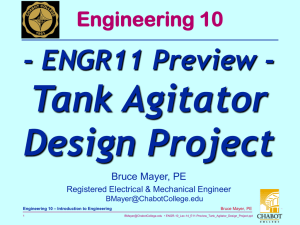 Tank Agitator Design Project - ENGR11 Preview - Engineering 10