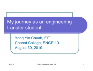 My journey as an engineering transfer student Yong Yin Chuah, EIT g