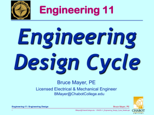 Engineering Design Cycle Engineering 11 Bruce Mayer, PE