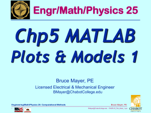 Chp5 MATLAB Plots &amp; Models 1 Engr/Math/Physics 25 Bruce Mayer, PE