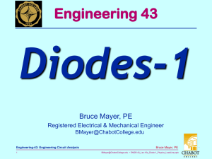 Diodes-1 Engineering 43 Bruce Mayer, PE Registered Electrical &amp; Mechanical Engineer