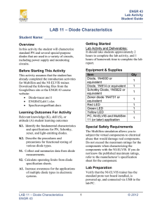 LAB 11 – Diode Characteristics Student Name: Getting Started Overview