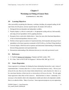 Chapter 5 Workshop on Fitting of Linear Data 5.0 Learning Objectives