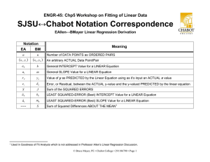 SJSU↔Chabot Notation Correspondence ENGR-45: Chp5 Workshop on Fitting of Linear Data  